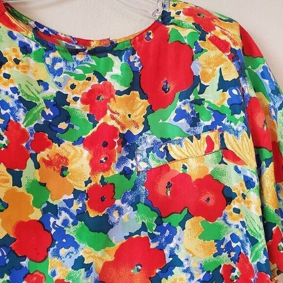 OSCAR DE LA RENTA Expression Women's 100%‎ Silk Top Floral Print - Picture 2 of 6